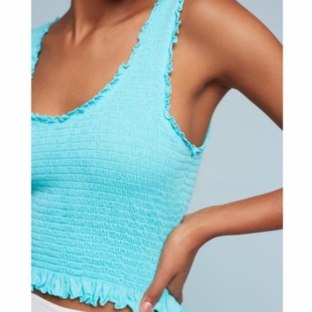 •SOLD• Anthropologie Floreat Smocked Ruffled Crop Top - Picture 2 of 7